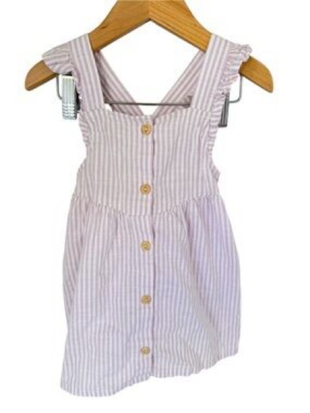 H&M Purple and White Striped Button-Front Sundress